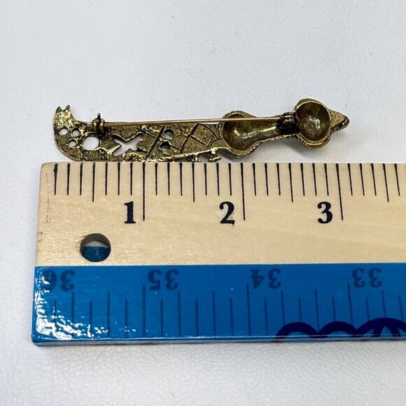 Alva Museum Replica Brooch Scimitar Sword Gold-Tone Statement 3" - Picture 3 of 8